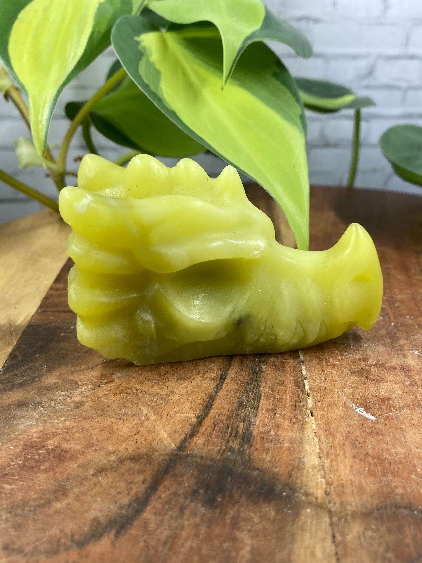 Lemon Calcite Dragon Skull