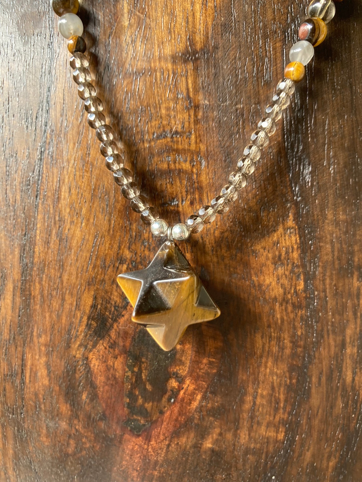 Golden Tigers Eye Merkaba Necklace