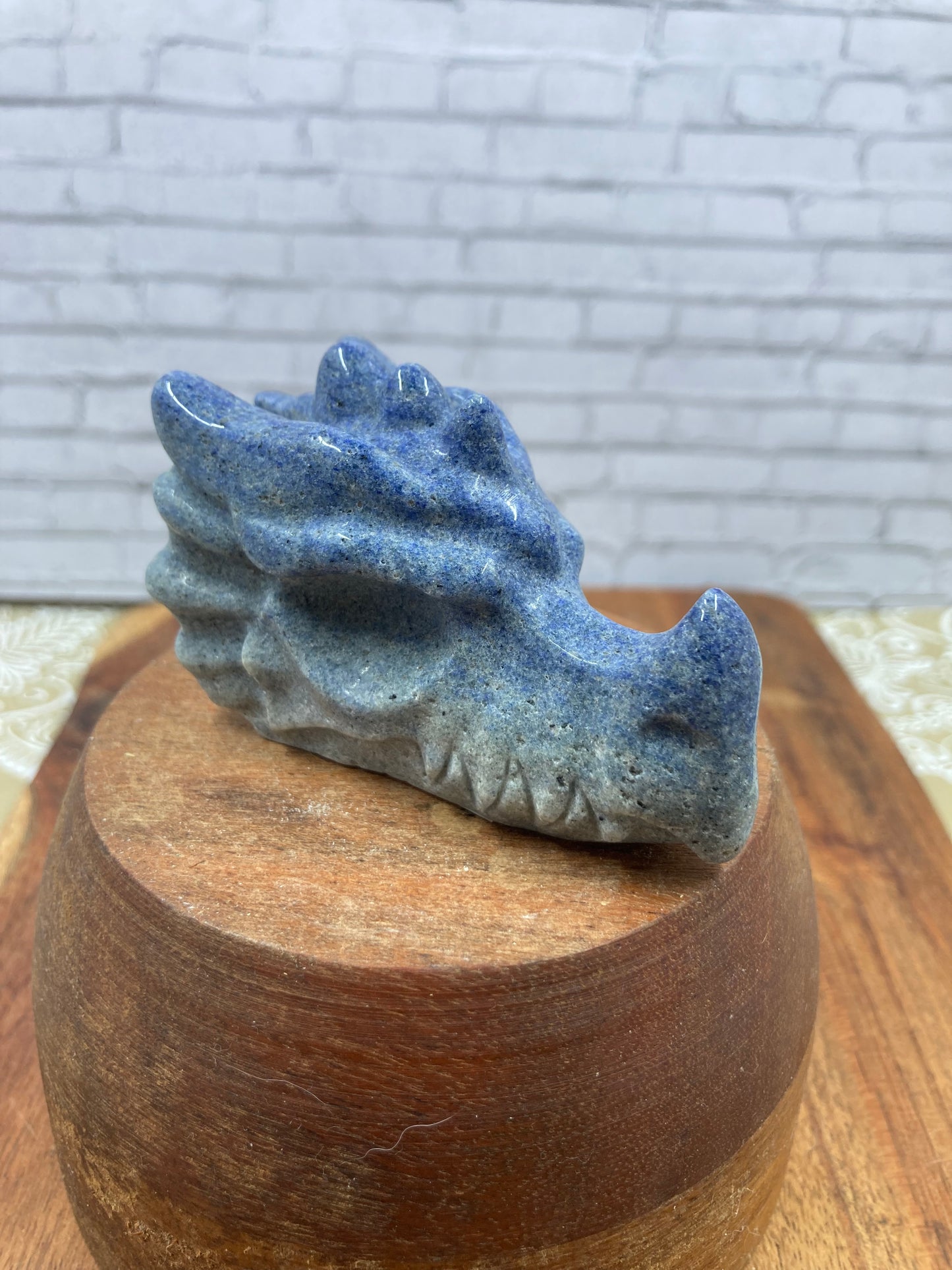 Blue Quartz Dragon Skull