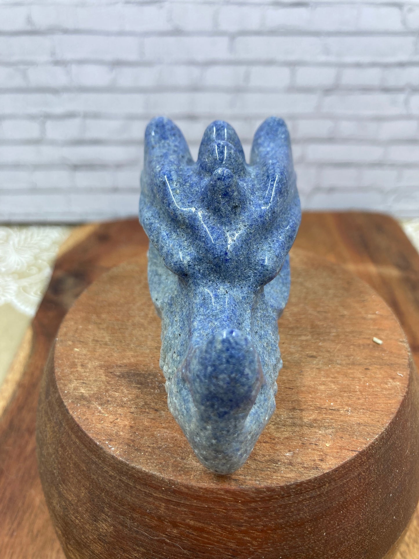 Blue Quartz Dragon Skull