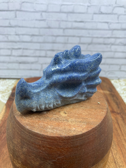 Blue Quartz Dragon Skull