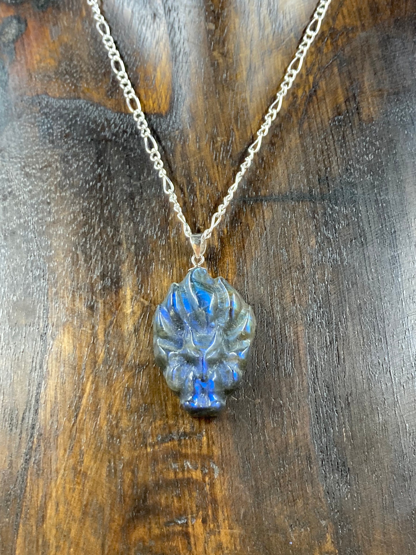 Labradorite 9 Tail Fox Pendant
