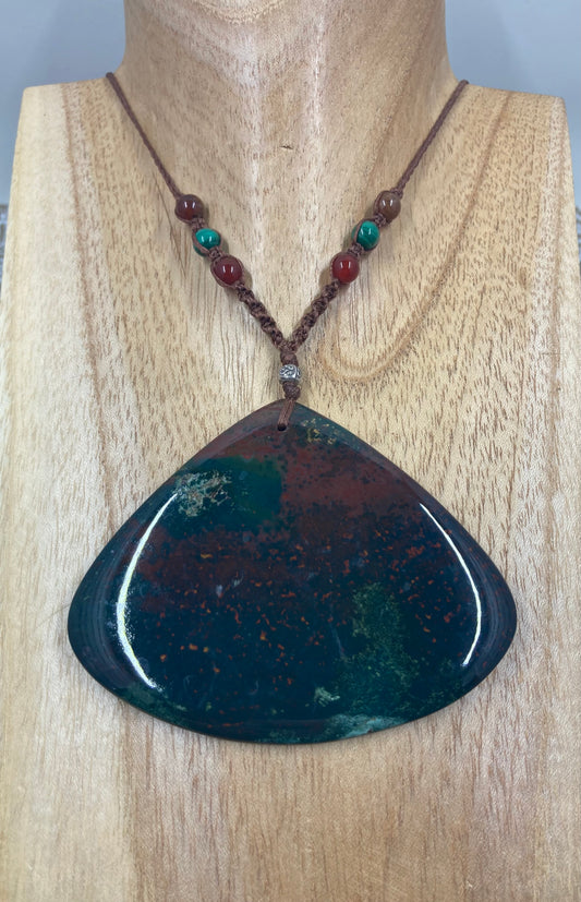 Bloodstone Macrame Necklace