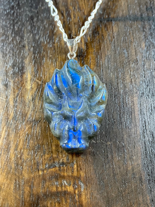 Labradorite 9 Tail Fox Pendant