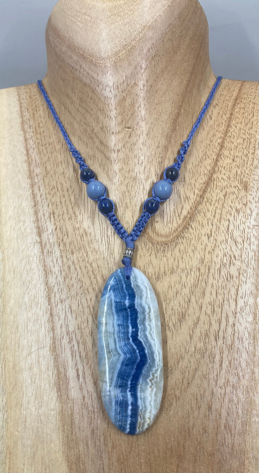 Blue Scheelite Macrame Necklace