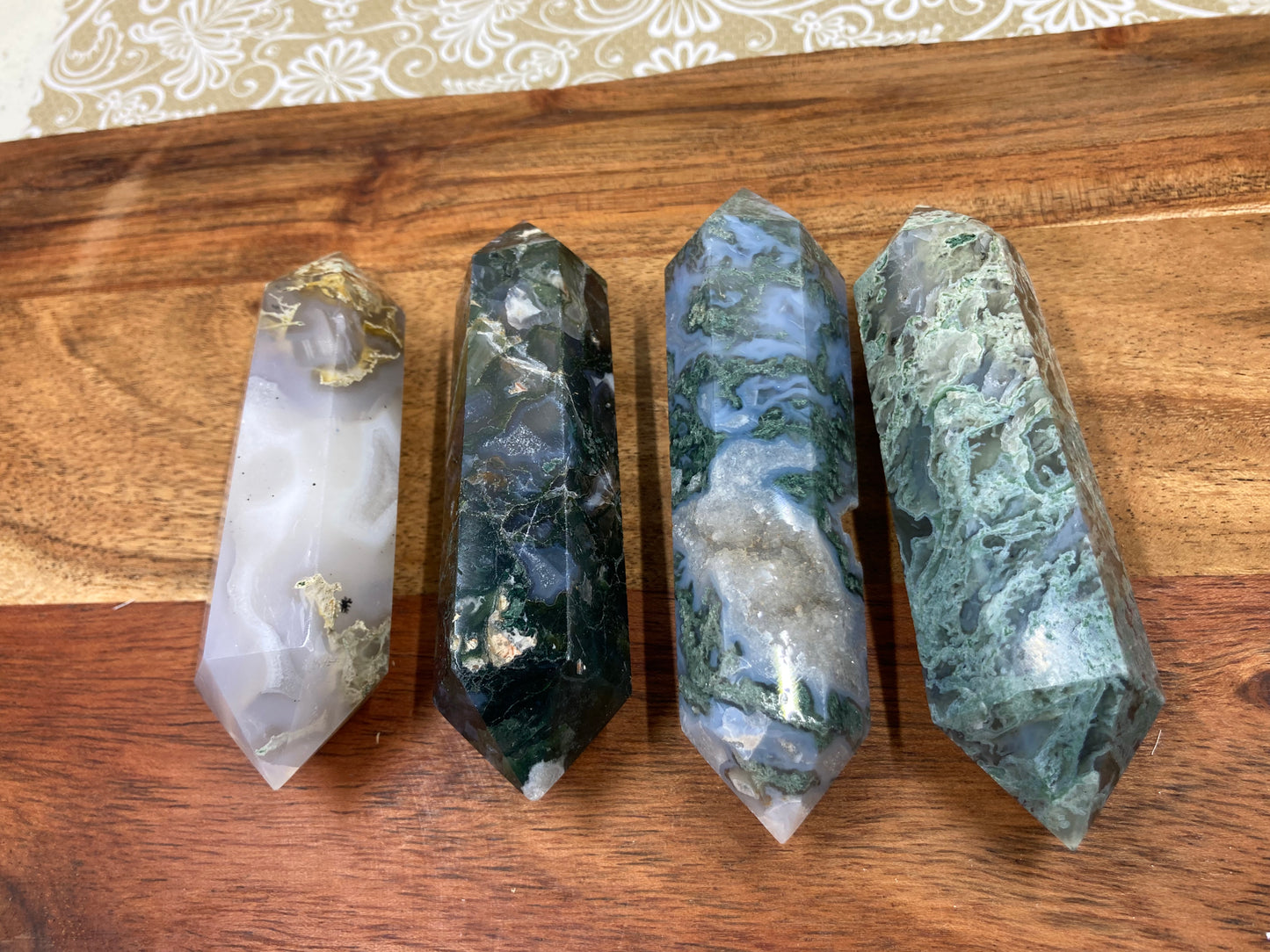 Moss Agate Double Terminated Wand