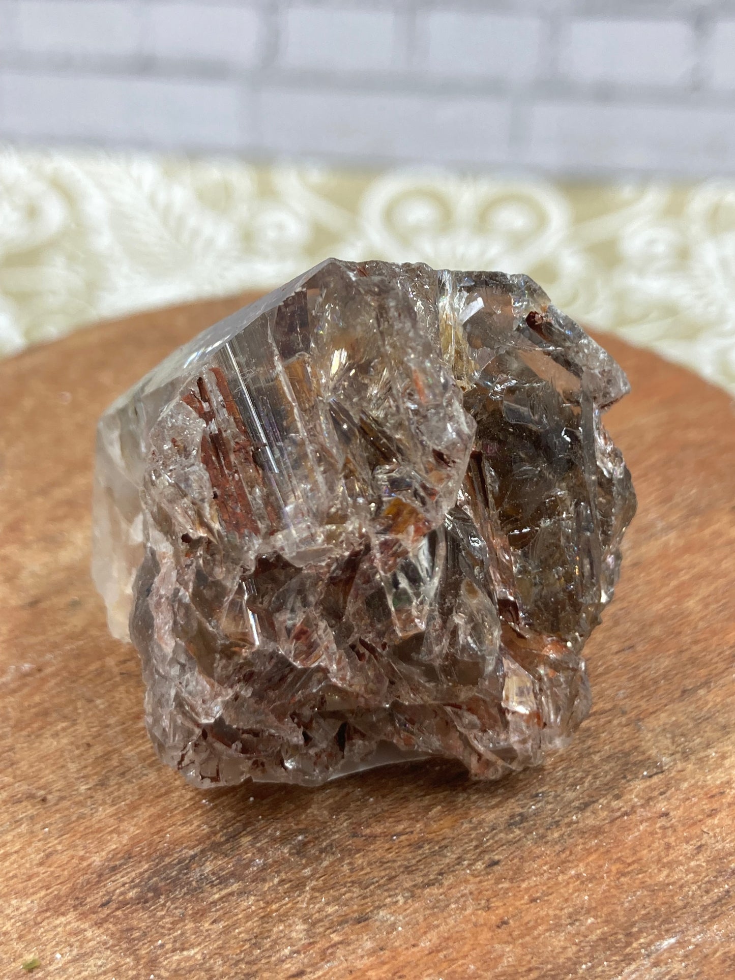 Red Epidote in Smokey Quartz