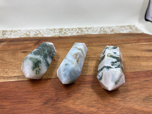 Moss Agate Double Terminated Wand