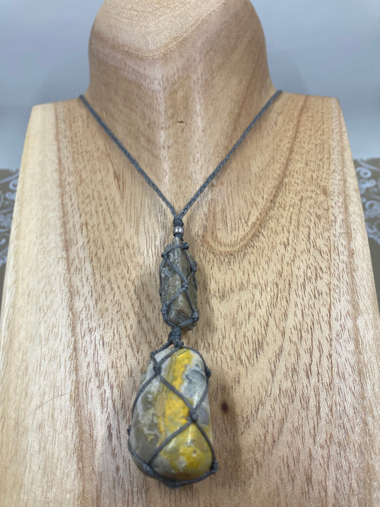 Bumblebee Jasper Macrame Necklace