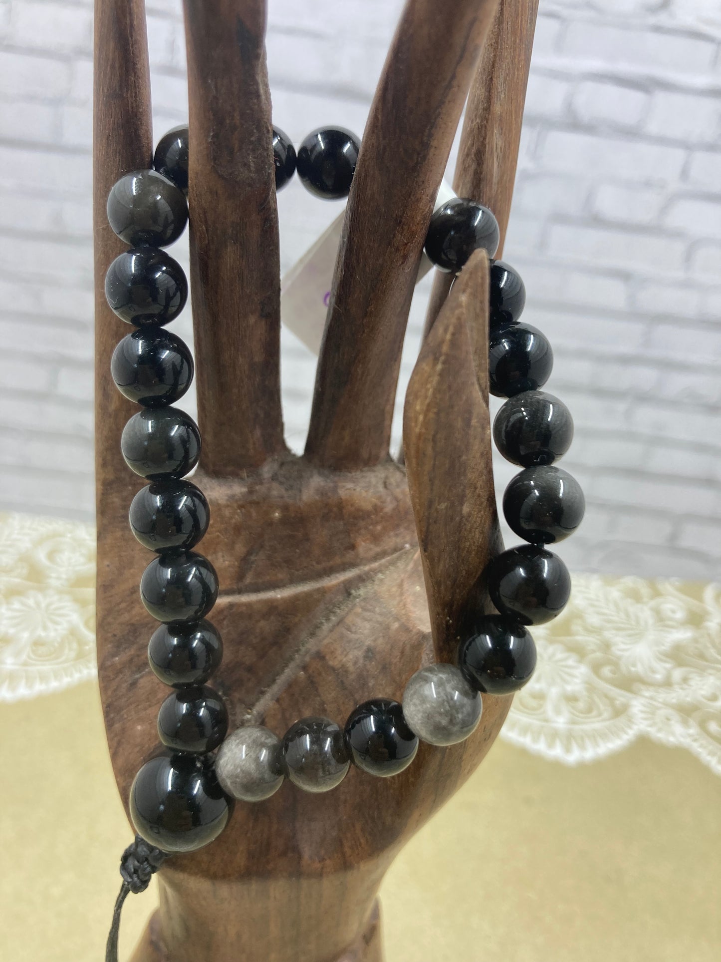 Silver Sheen Obsidian Worry Bead Bracelet