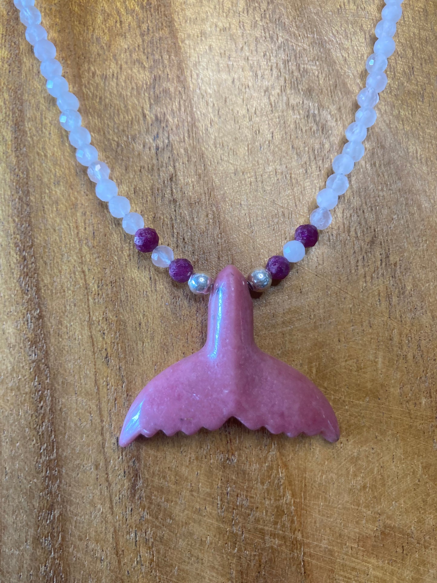 Rhodonite Whales Tail Necklace