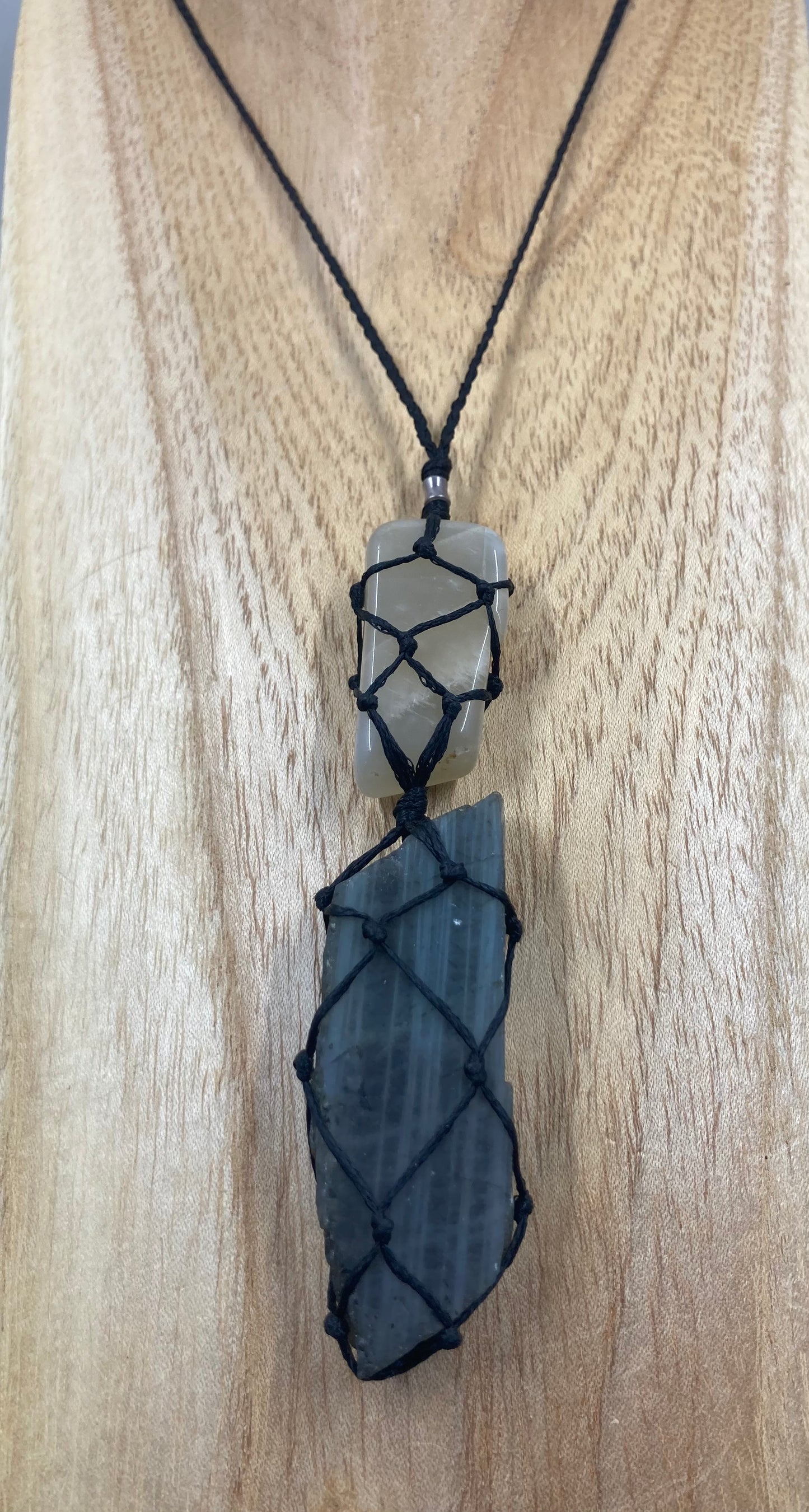 Labradorite and Moonstone Macrame Necklace