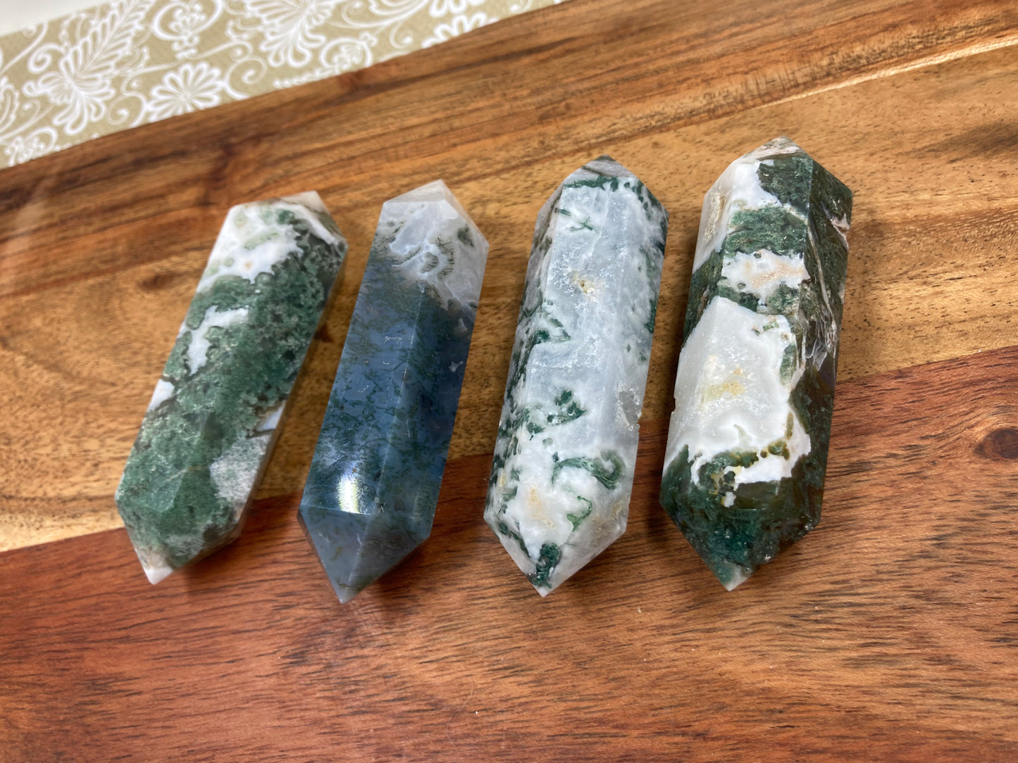 Moss Agate Double Terminated Wand