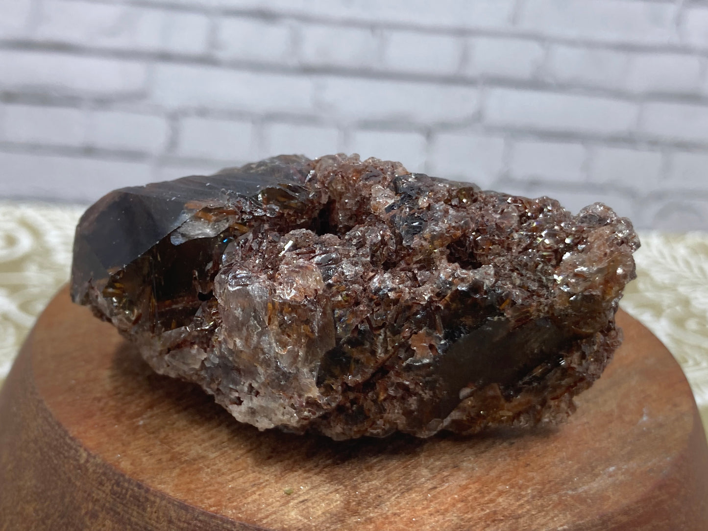 Red Epidote in Smokey Quartz