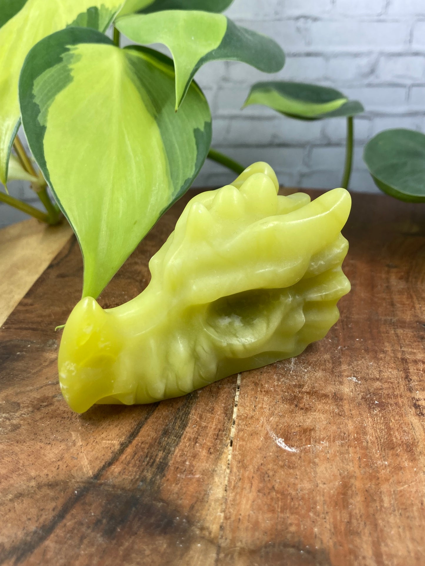 Lemon Calcite Dragon Skull