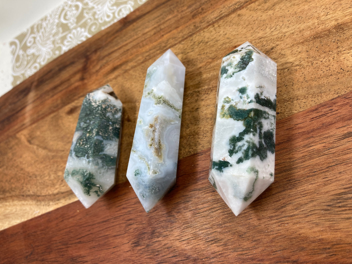 Moss Agate Double Terminated Wand