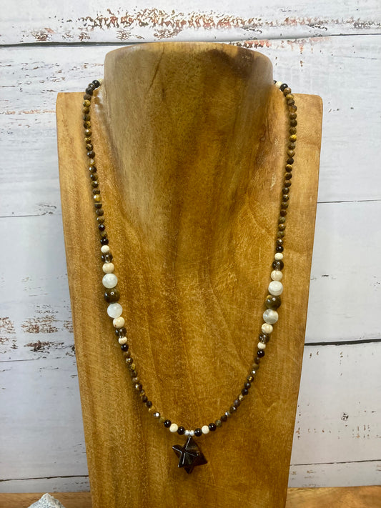 Tigers Eye Merkaba Necklace