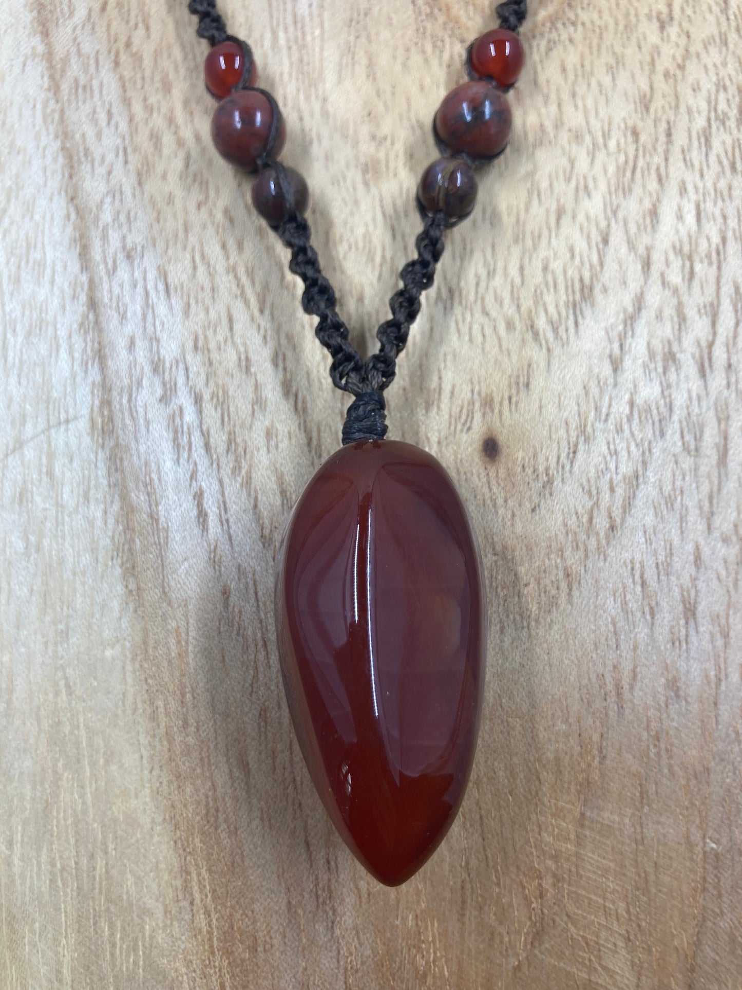 Carnelian Crystal Macrame Necklace