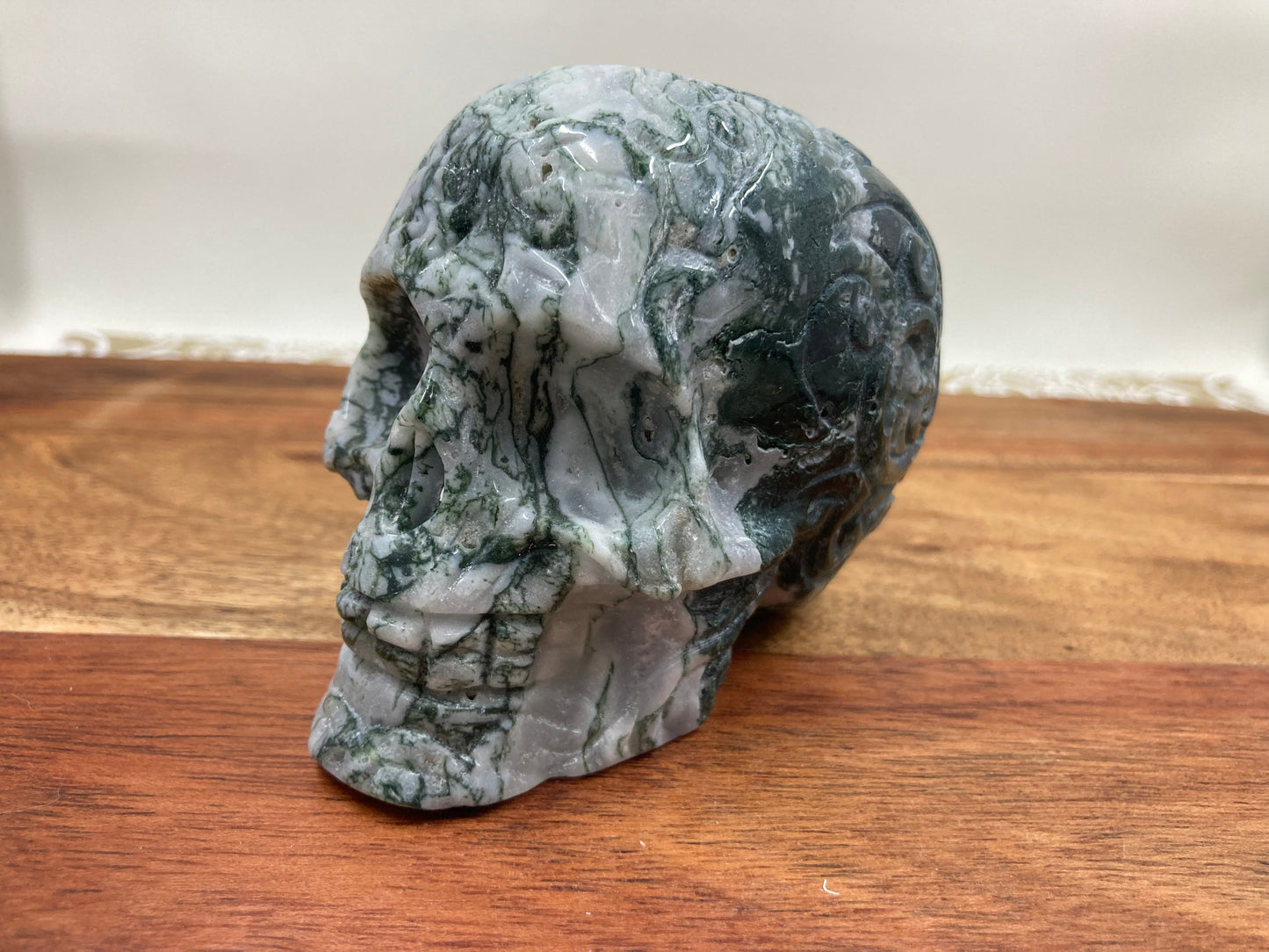 Moss Agate Skull