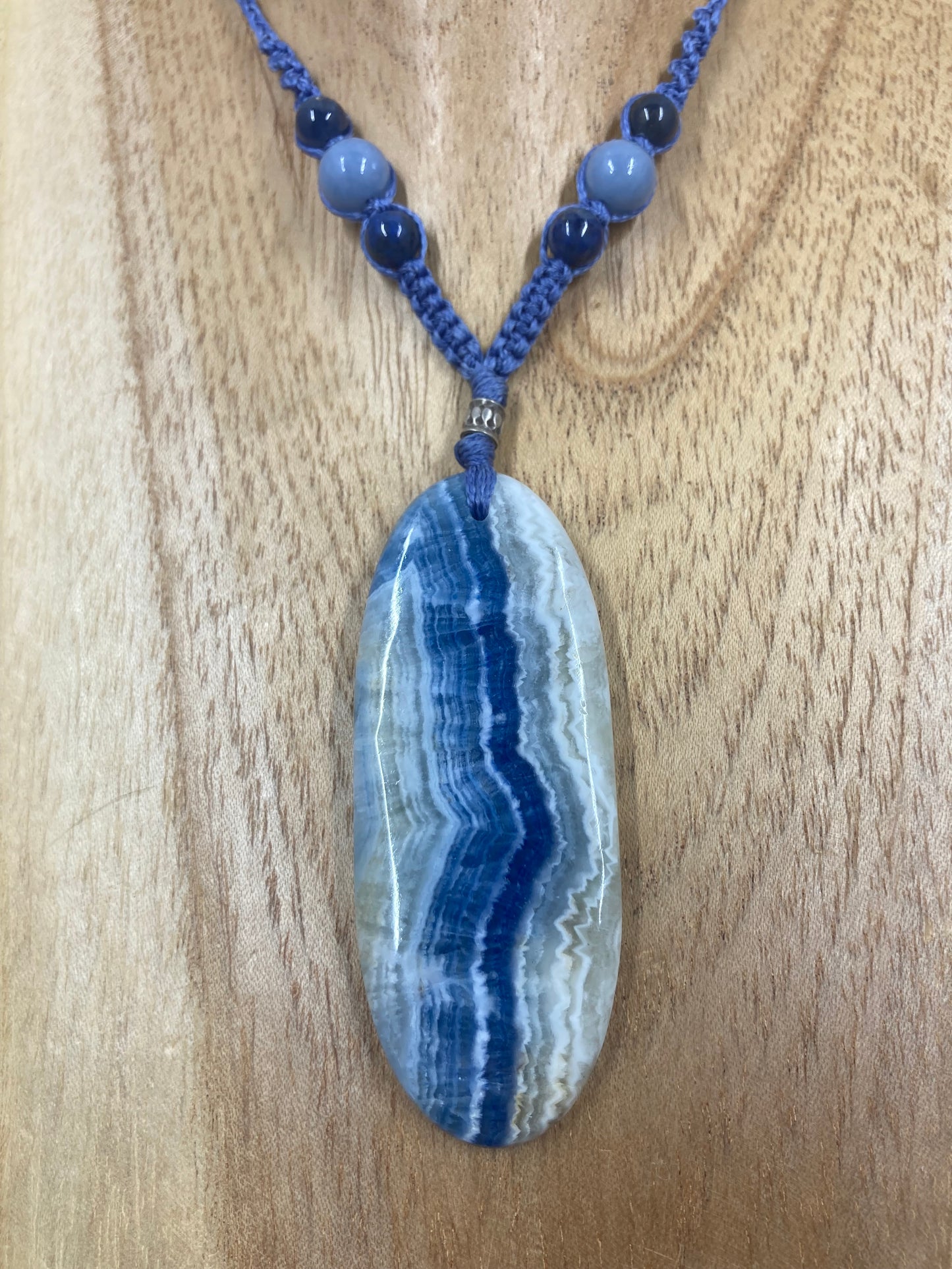 Blue Scheelite Macrame Necklace