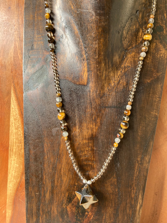 Golden Tigers Eye Merkaba Necklace