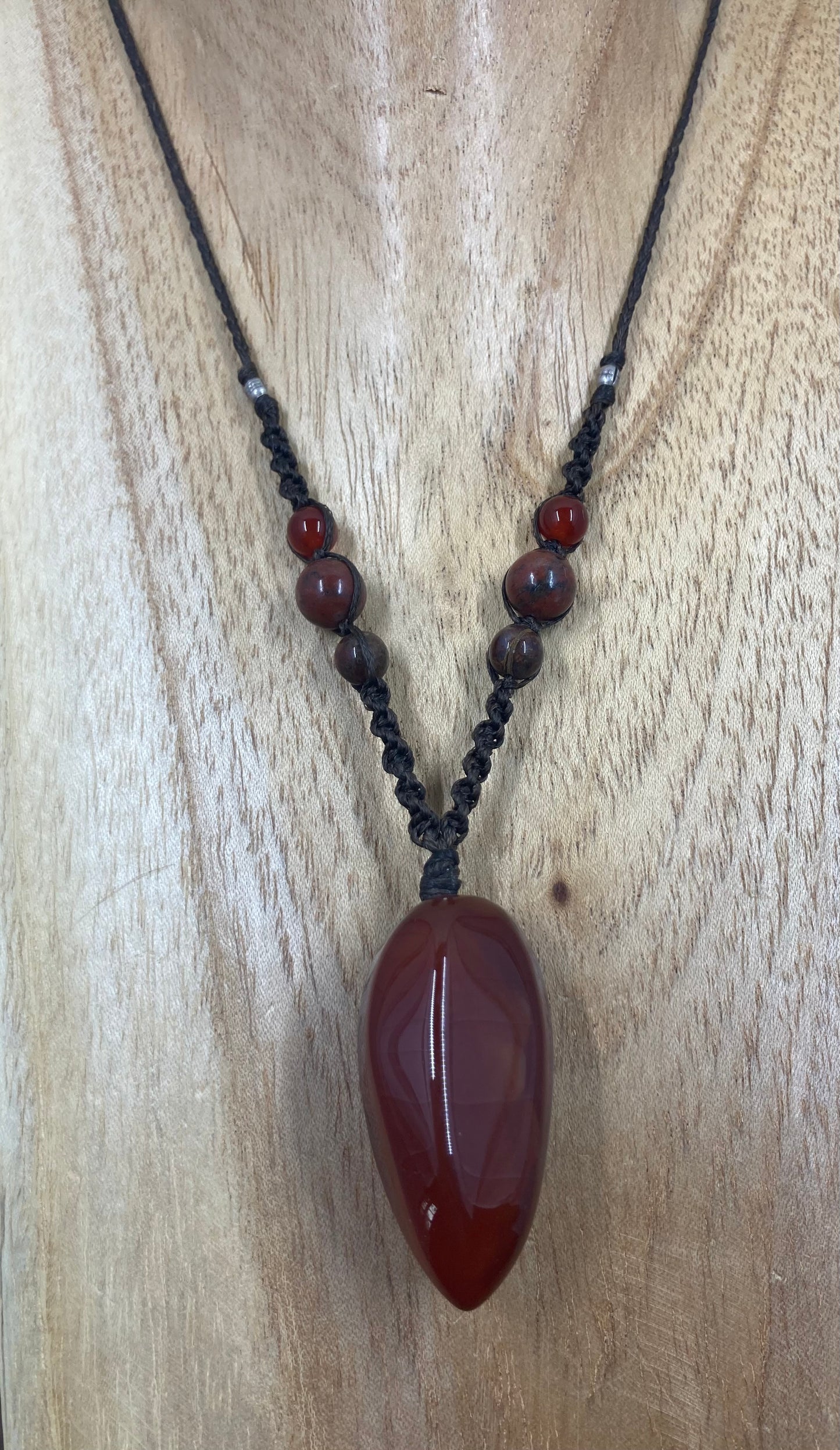 Carnelian Crystal Macrame Necklace