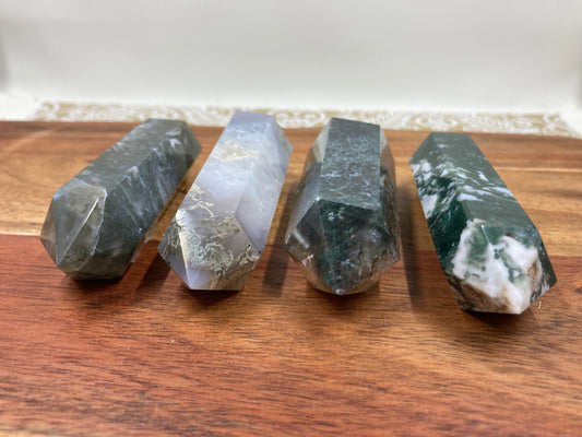 Moss Agate Double Terminated Wand