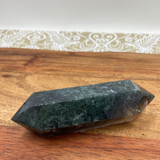 Moss Agate Double Terminated Wand