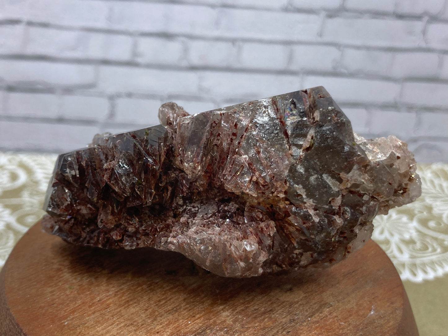 Red Epidote in Smokey Quartz