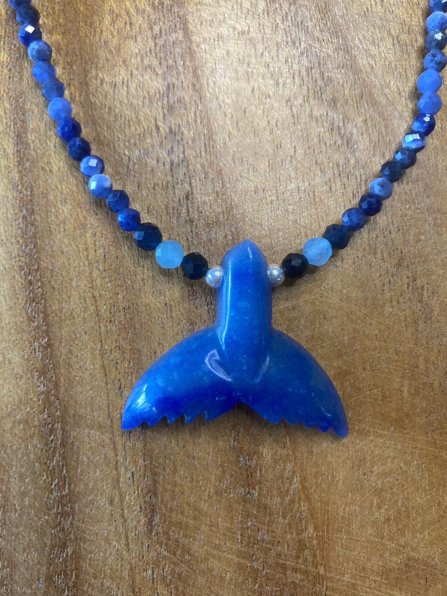 Blue Quartz Whales Tail Necklace