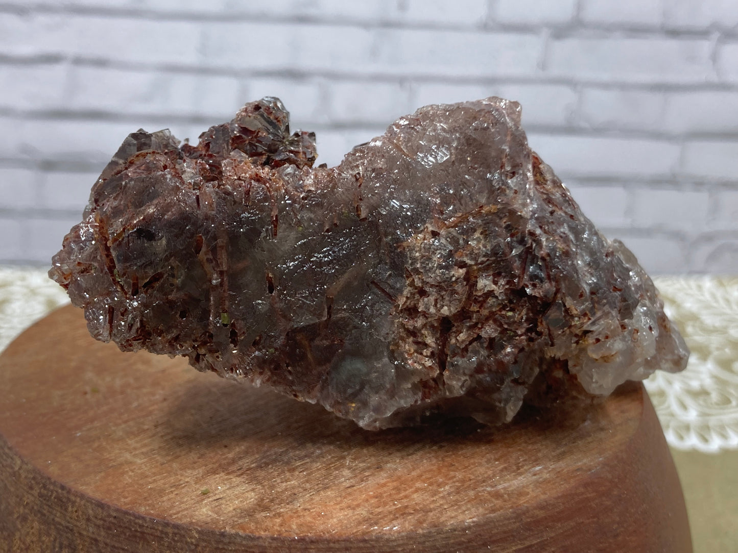 Red Epidote in Smokey Quartz