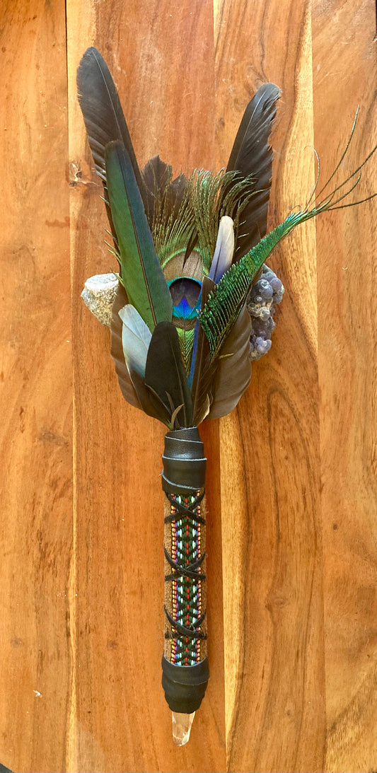 Peacock & 28 Parrot Smudging Fan