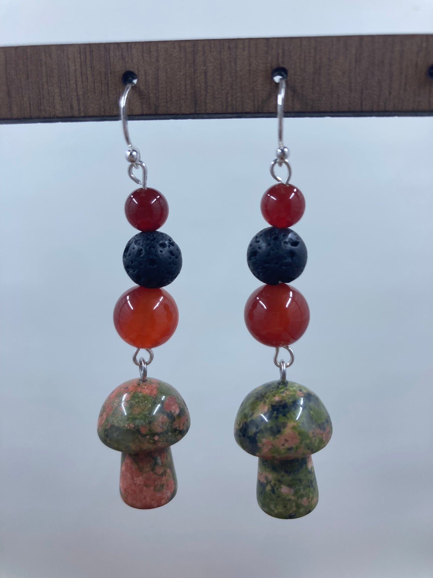 Unakite Mushroom Earrings