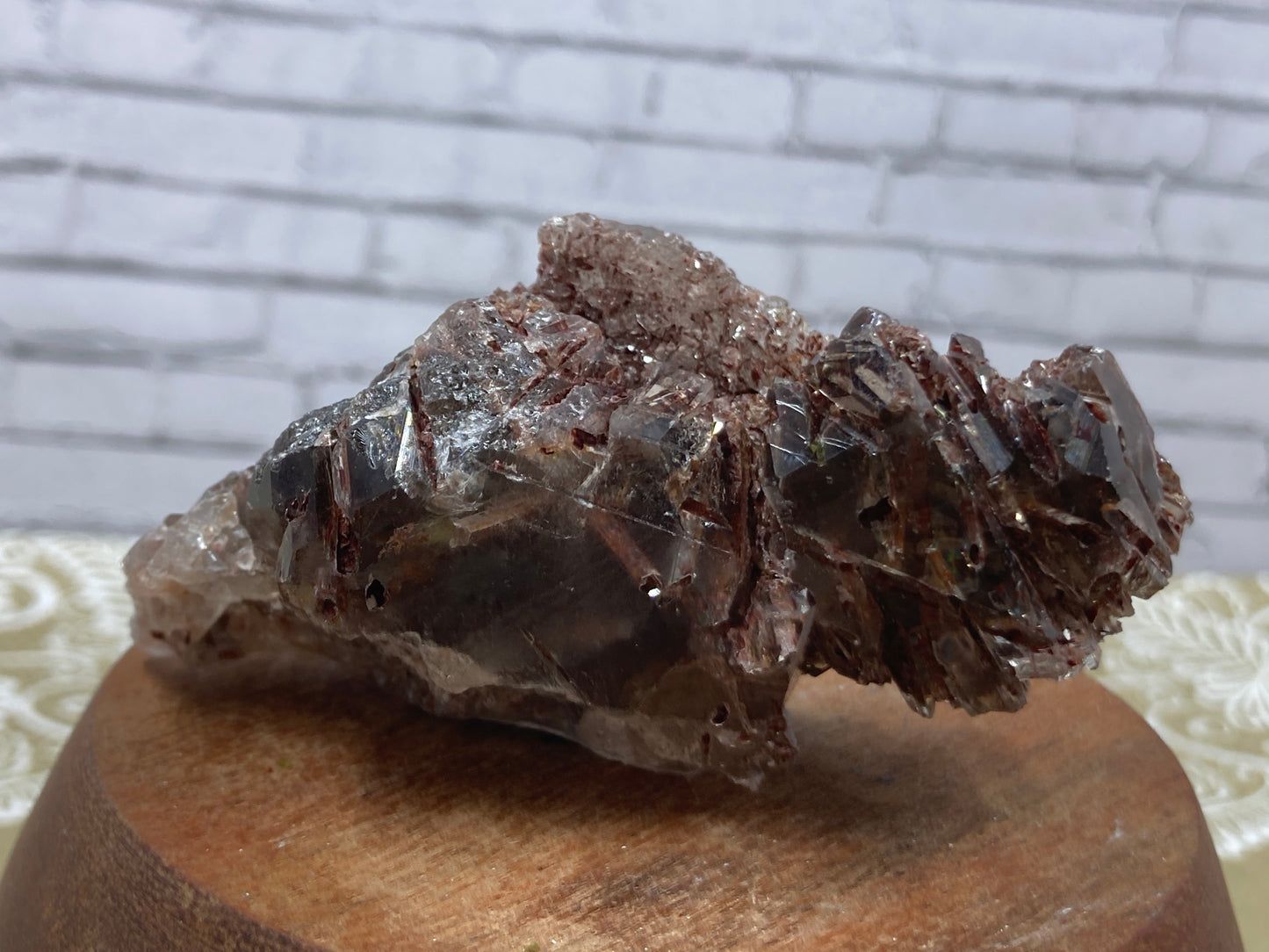 Red Epidote in Smokey Quartz