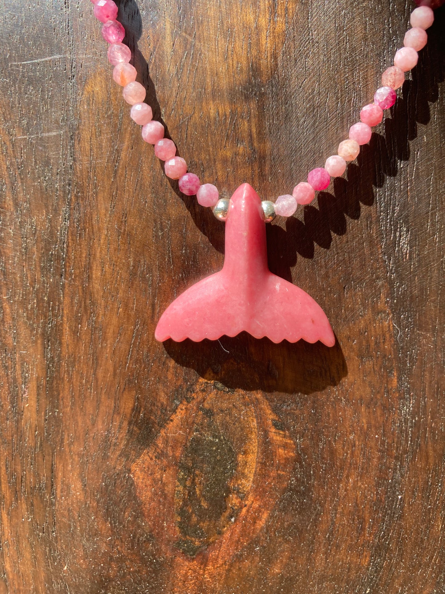 Rhodonite Whale Tail Neclace