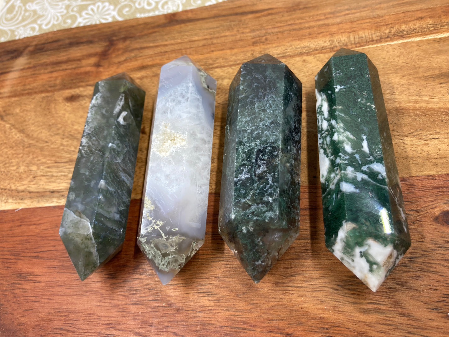 Moss Agate Double Terminated Wand