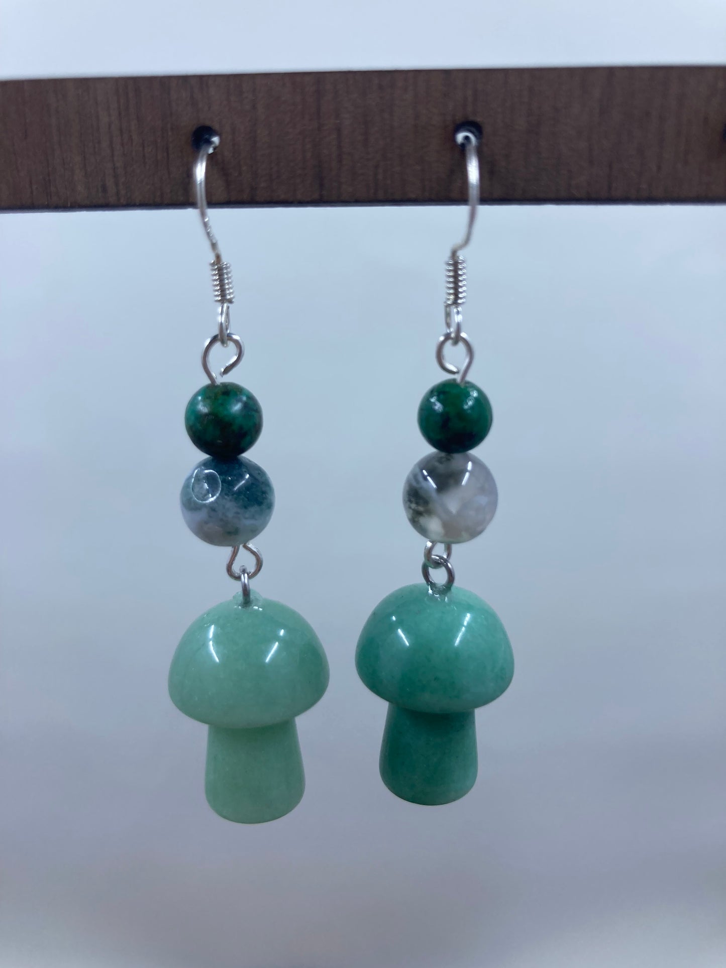 Green Aventurine Mushroom Earrings