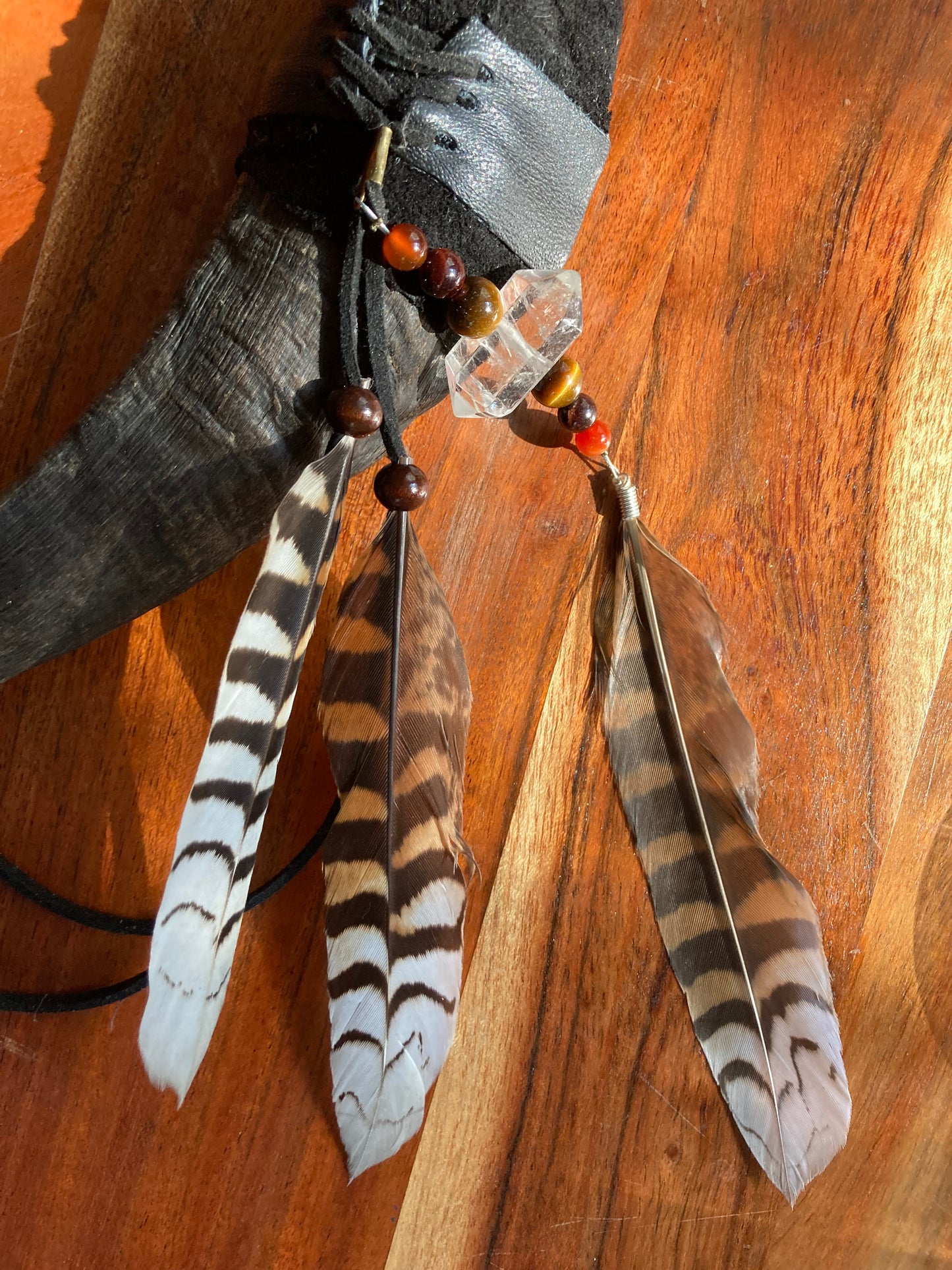 Goat Horn with American Porcupine and Kookaburra Healing Tool