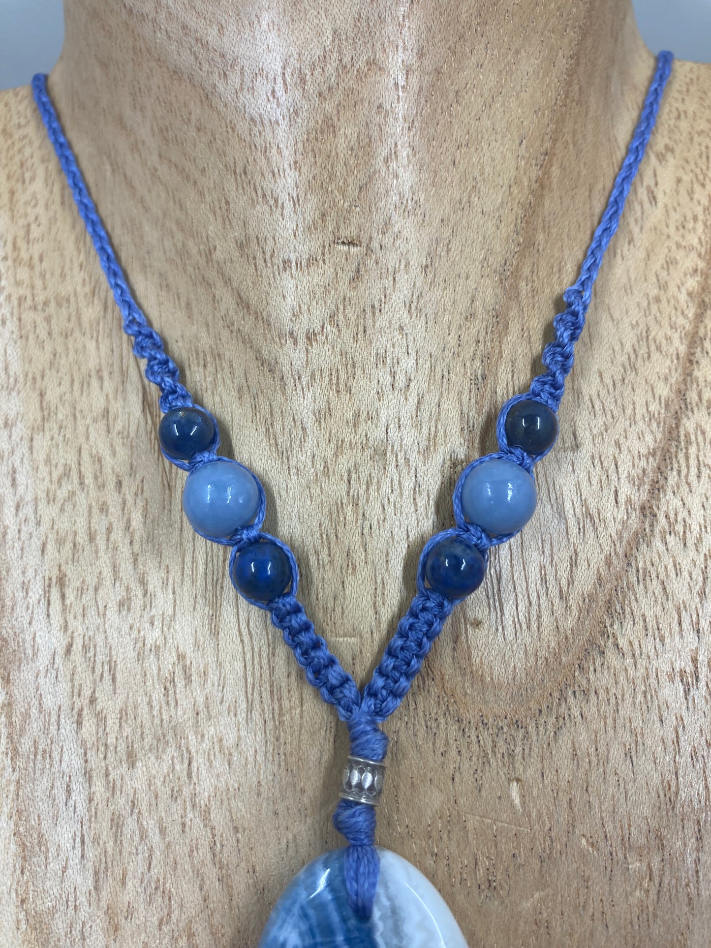 Blue Scheelite Macrame Necklace