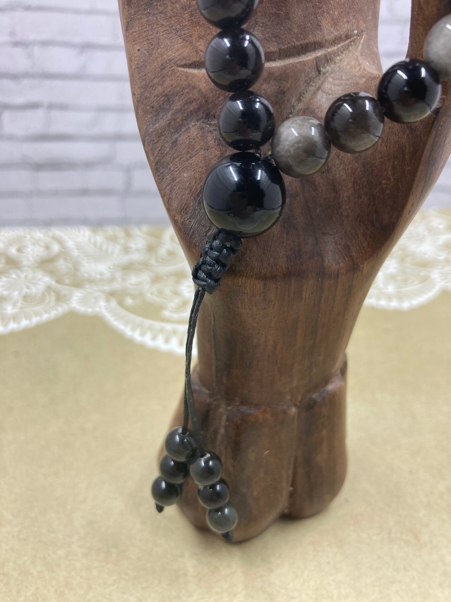 Silver Sheen Obsidian Worry Bead Bracelet