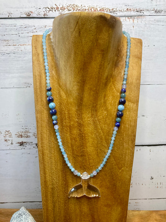 Clear Quartz Whales Tail Necklace