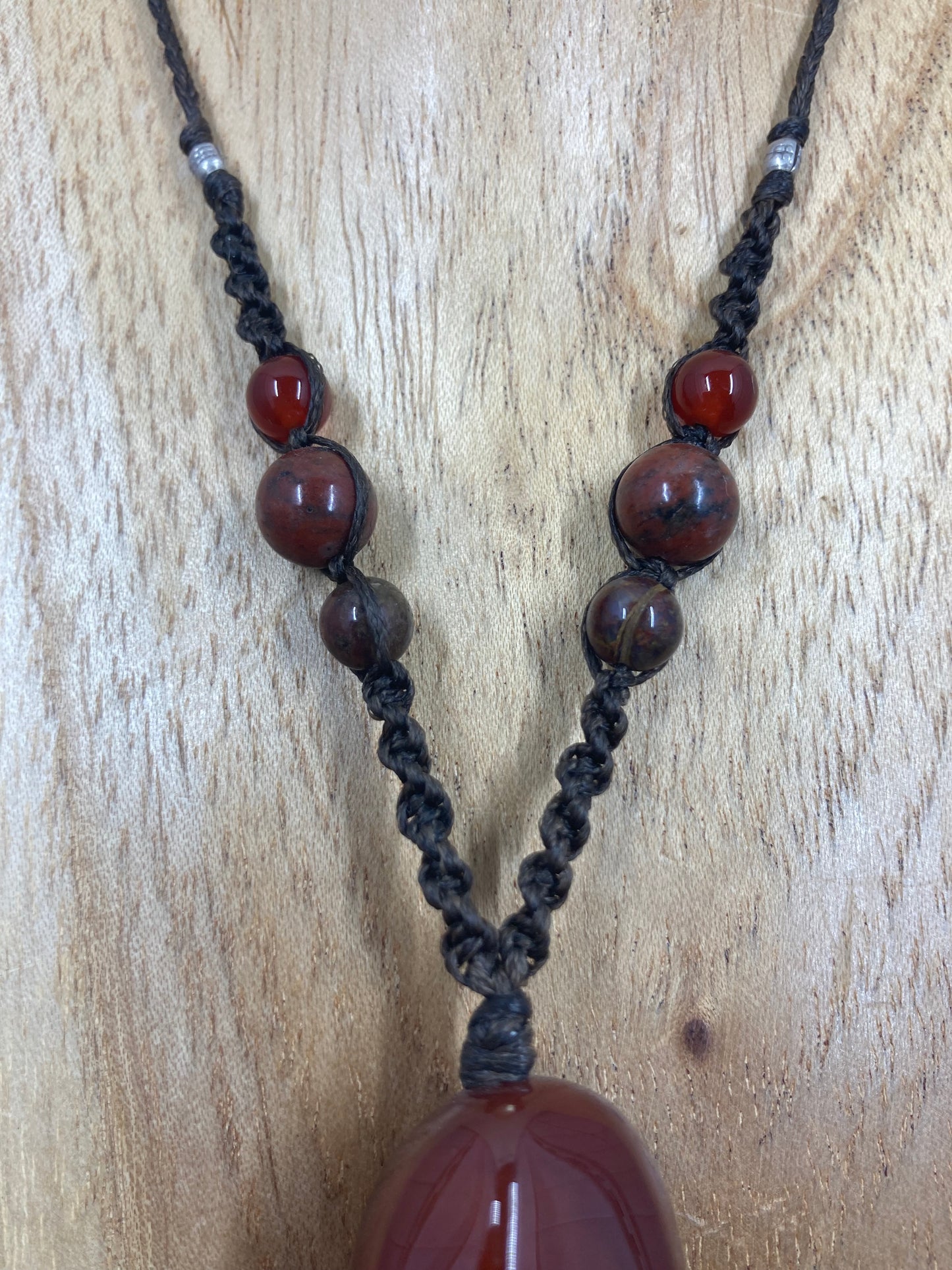 Carnelian Crystal Macrame Necklace