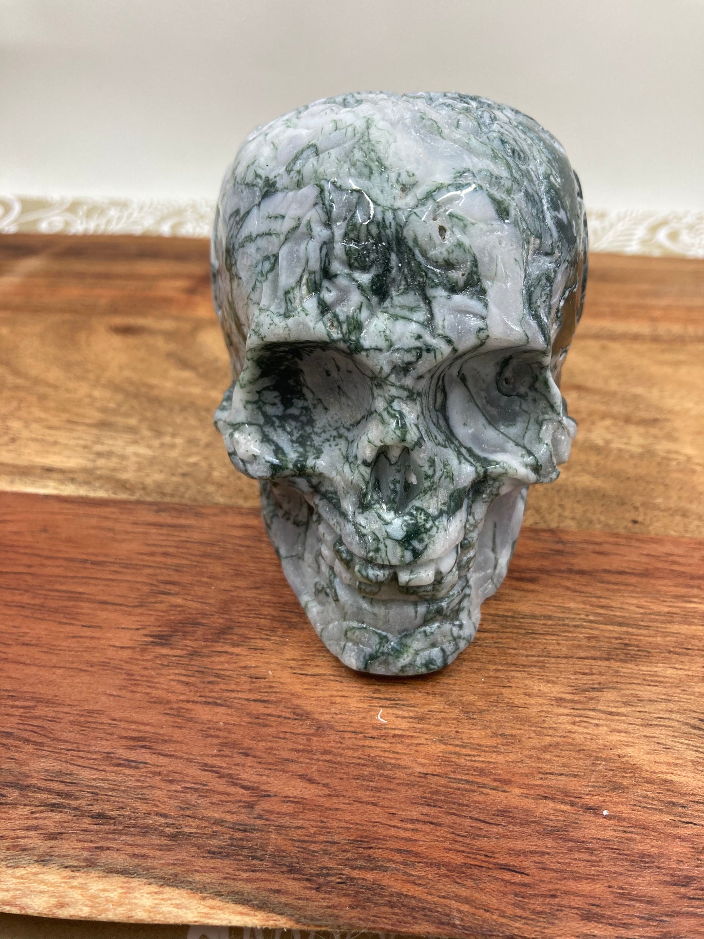 Moss Agate Skull