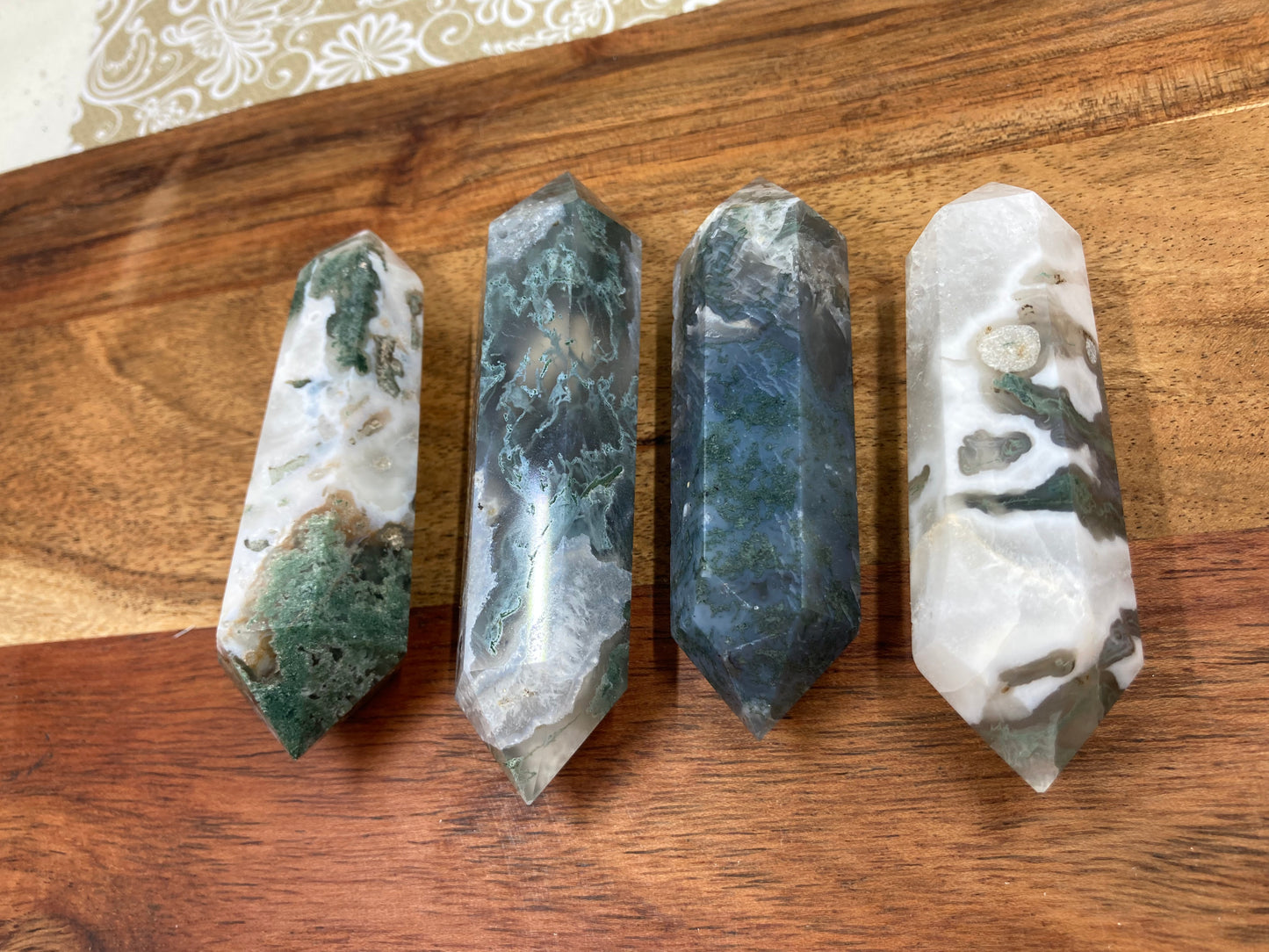 Moss Agate Double Terminated Wand