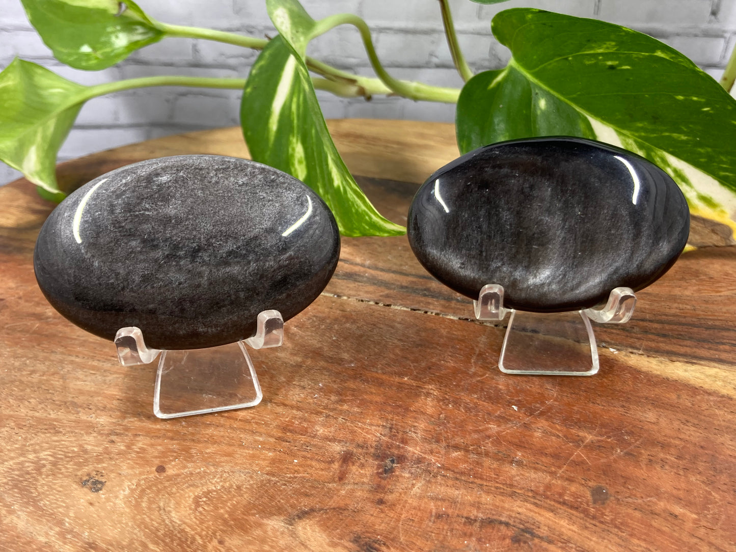 Silver Sheen Obsidian Palm Stones