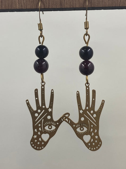 Brass Mystic Hands Earrings