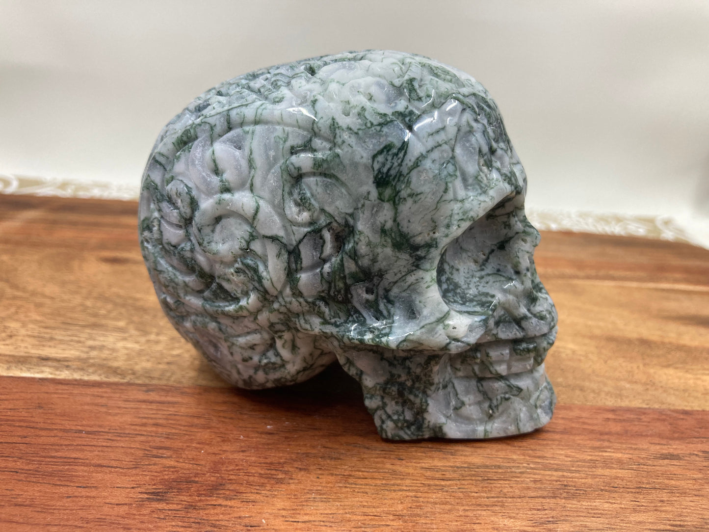 Moss Agate Skull