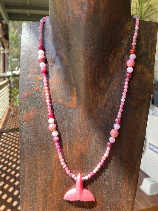 Rhodonite Whale Tail Neclace