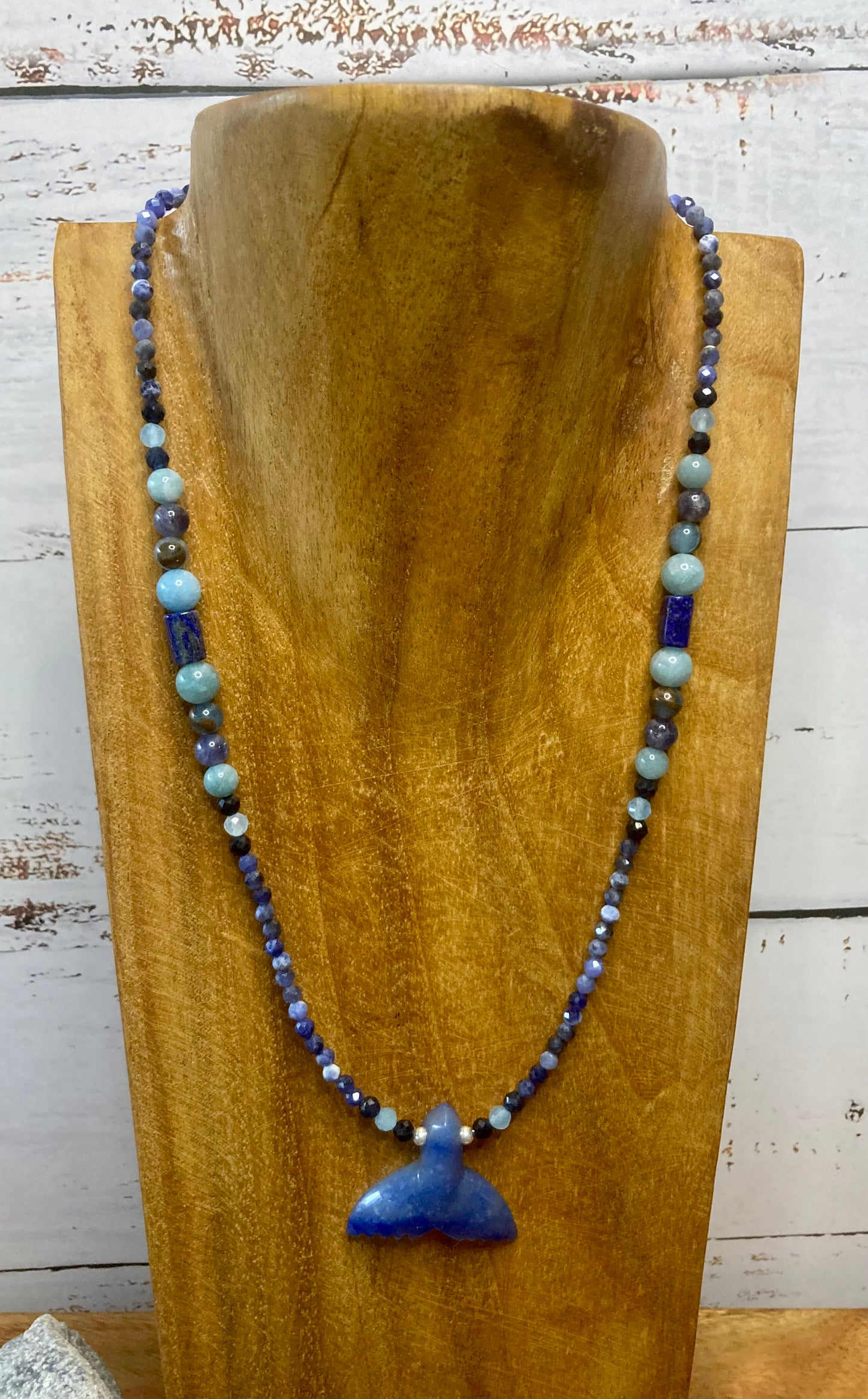 Blue Quartz Whales Tail Necklace