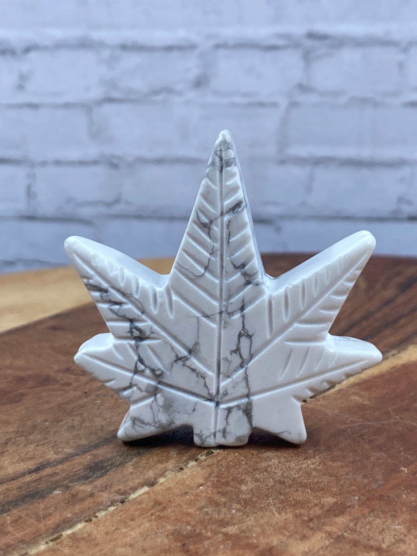 White Howlite Maple Leaf